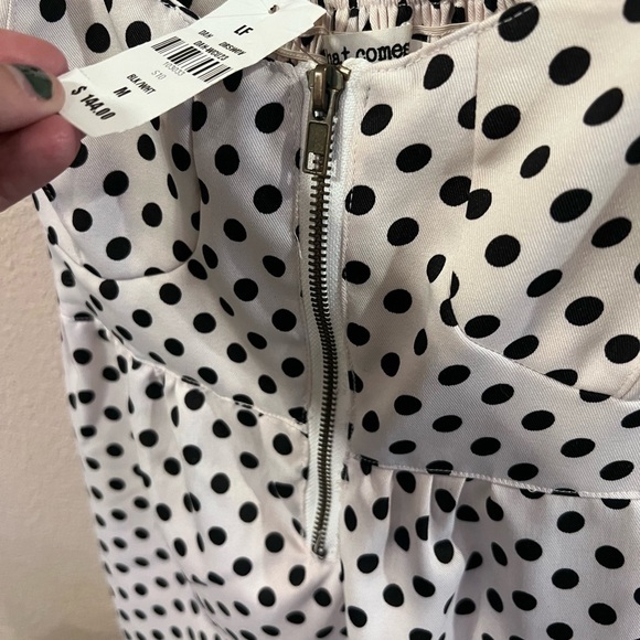 𝅺WHAT Comes Up Black & White Polka Dot Shirt - Picture 3 of 7
